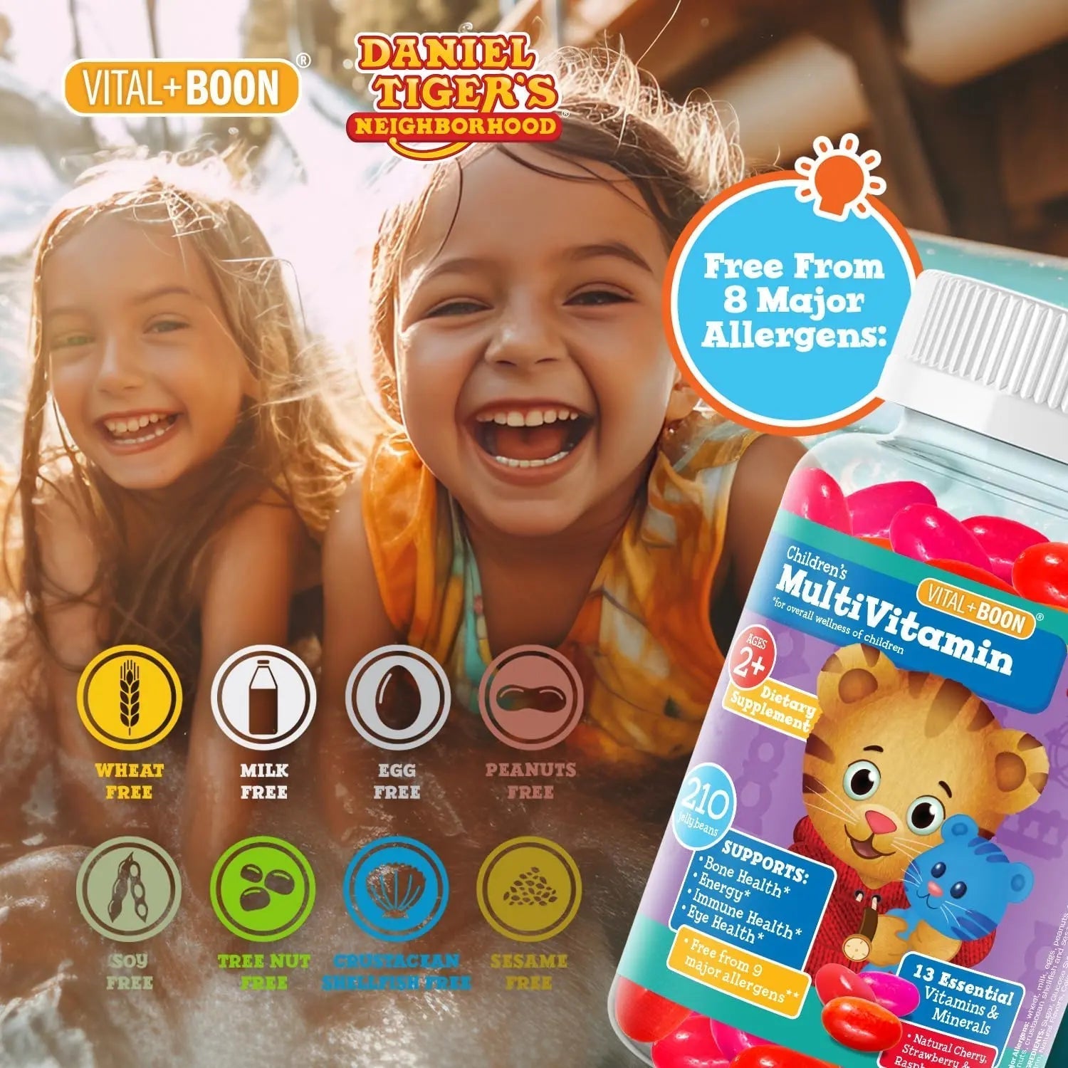 Daniel Tiger - Kids Multivitamin Jellybeans (210 Jellybean Bottle) Toddler 2+ & Kids Vitamins - 13 Essential Vitamins & Minerals to Support Bone Health Vital+Boon