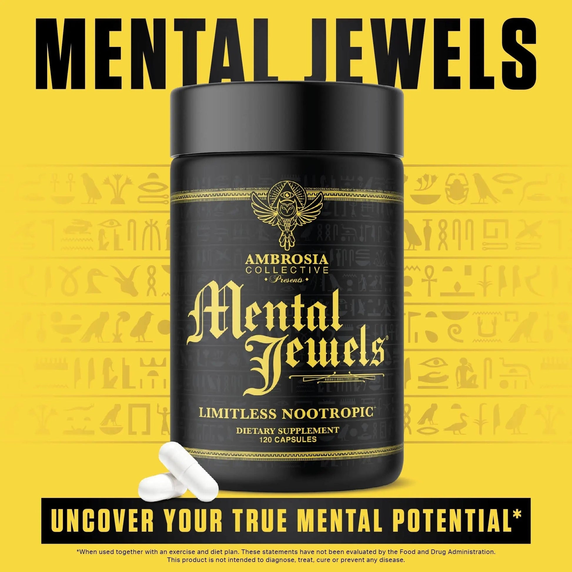 Ambrosia Mental Jewels (Capsules) - Cognitive Enhancer | Increase Memory, Communication Skills, Concentration & Focus | Alpha GPC, Choline, BaCognize AmbrosiaBuy Supplements Australia