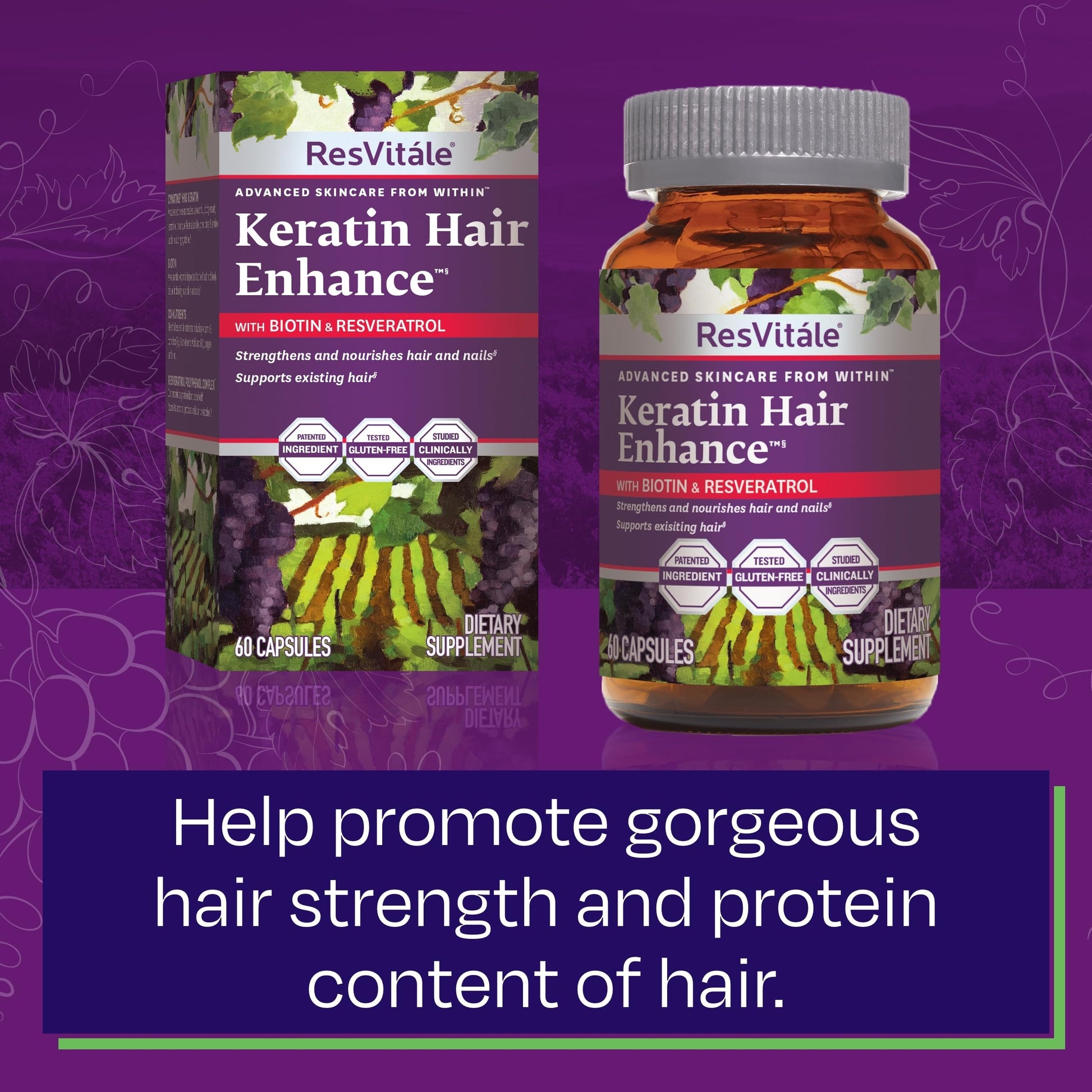 ResVitále Keratin Hair Enhance - Keratin Supplement for Hair Growth - 60 Capsules ResVitaleBuy Supplements Australia