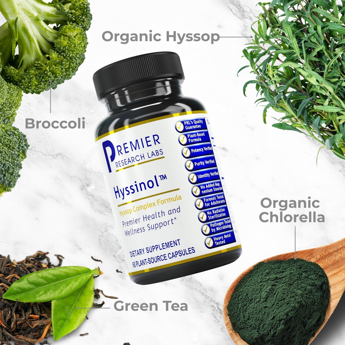 Premier Research Labs Hyssinol - Hyssop Herb, Hyssop Capsules, Wellness Pills with Organic Hyssop Dry Herb, Dietary Supplement with Green Tea, Antioxidant Support - 60 Vegetarian Capsules Premier Research LabsBuy Supplements Australia