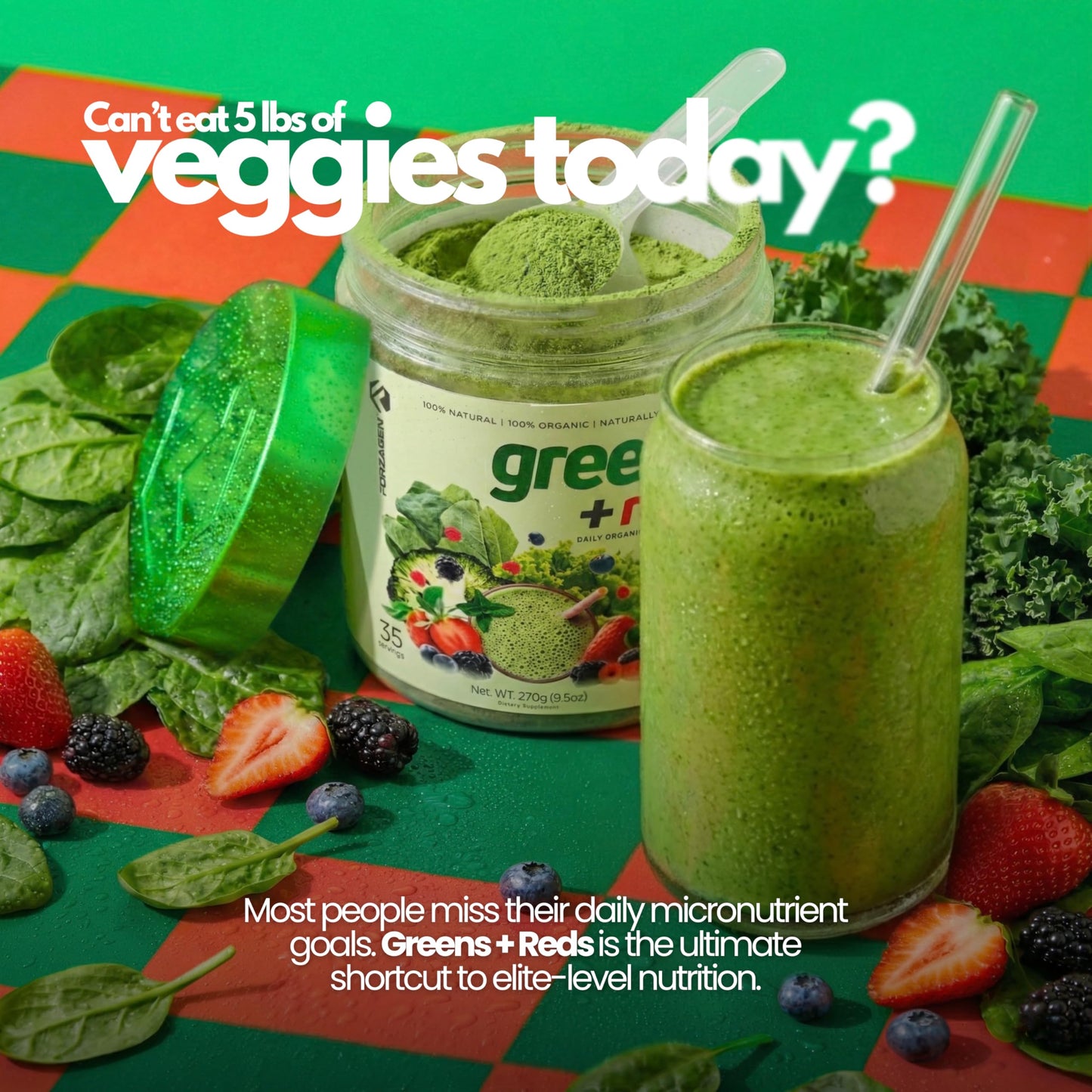 Forzagen Vegan Greens & Reds Superfood Powder - Organic Super Greens Powder | Premium Veggie Powder Supplement | 35 Servings Reds and Greens Superfood Powder ForzagenBuy Supplements Australia