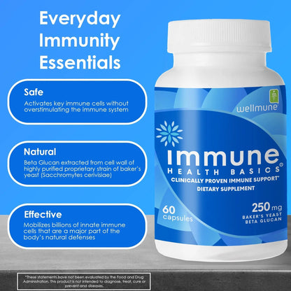 Immune Health Basics Ultra Strength Immunity - Clinically Proven Immune Support - Wellmune Highly Purified Beta Glucan - Gluten-Free, Non-allergenic Immune Health BasicsBuy Supplements Australia