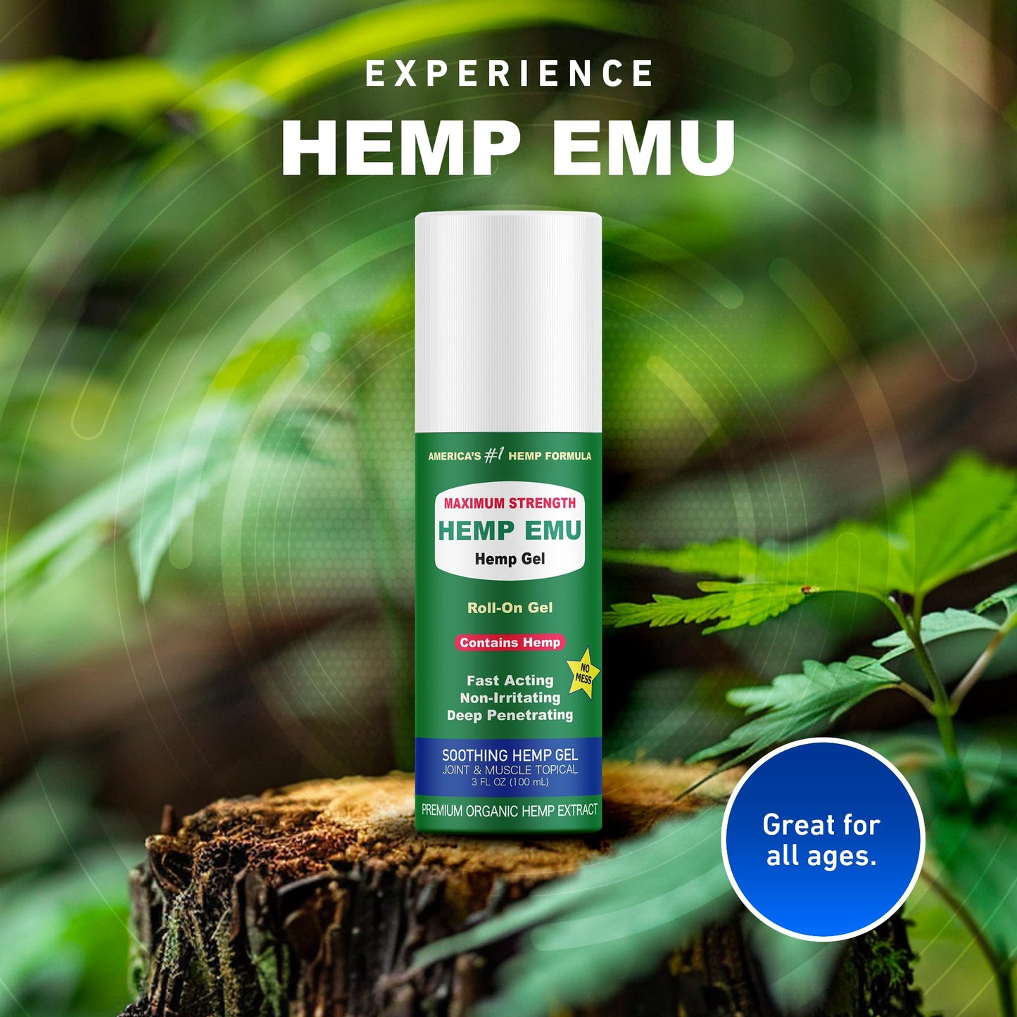 Hemp Emu - Hemp Roll On Gel - Muscle Rub for Back & Joint Discomfort - Soothing Gel with Organic Hemp Oil, Emu Oil, Menthol, Eucalyptus, Aloe Vera Hemp EmuBuy Supplements Australia