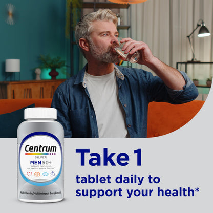 Centrum Silver Men's 50+ Multivitamin with Vitamin D3, B-Vitamins, Zinc for Memory and Cognition - 200 Tablets