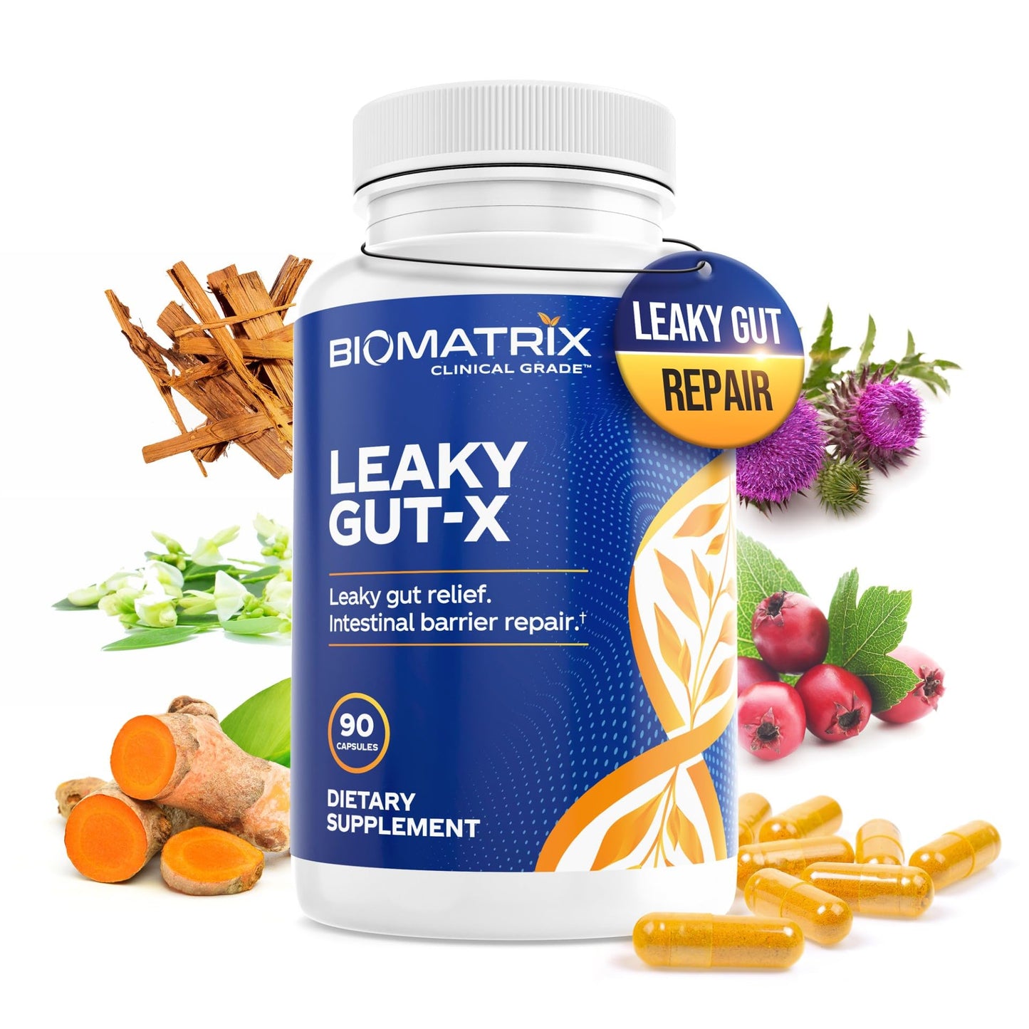 BioMatrix Leaky Gut Repair Supplement w/Glutamine, Quercetin, Cat's Claw, MSM, SIBO, Prebiotic Support, Intestinal Barrier Revive for Men and Women | 60-Day Supply – Leaky Gut-X BioMatrixBuy Supplements Australia
