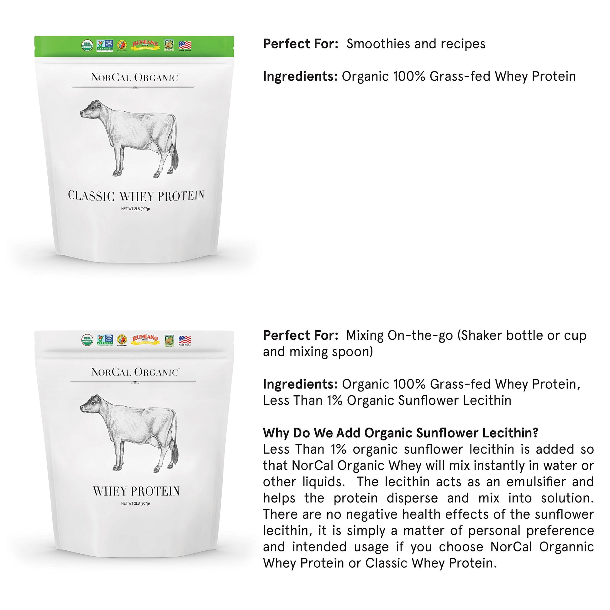 NorCal Organic Unflavored Whey Protein - 2lbs Bulk | 100% Grass-Fed, USDA Certified NorCal OrganicBuy Supplements Australia