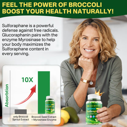 Liposomal Sulforaphane Supplement 150mg, from Broccoli Seed Extract w/Myrosinase, Quercetin, Glutathione, Sulforaphane Supplement Gummies for Antioxidants Detox Cellular Brain Health, Chewable 60Cts LILICAREBuy Supplements Australia