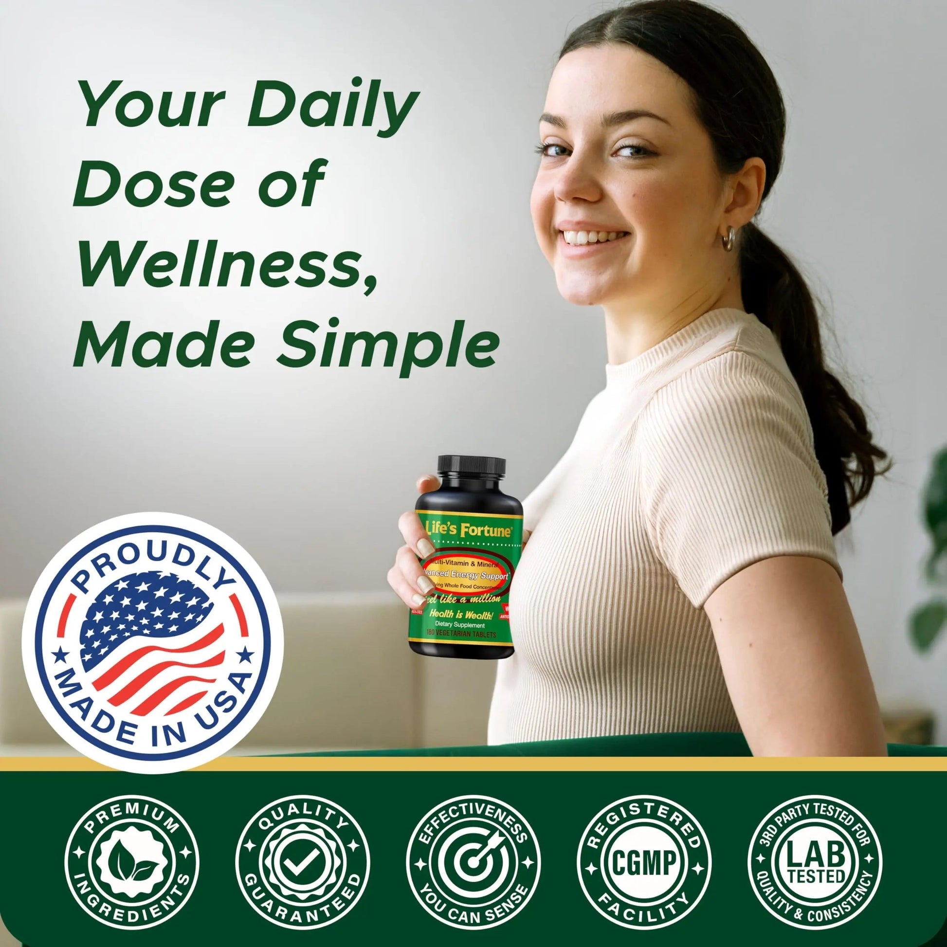Life's Fortune Multivitamin & Mineral Supplement, Daily Natural Energy Source for Men & Women, with Superfood Greens Life's FortuneBuy Supplements Australia