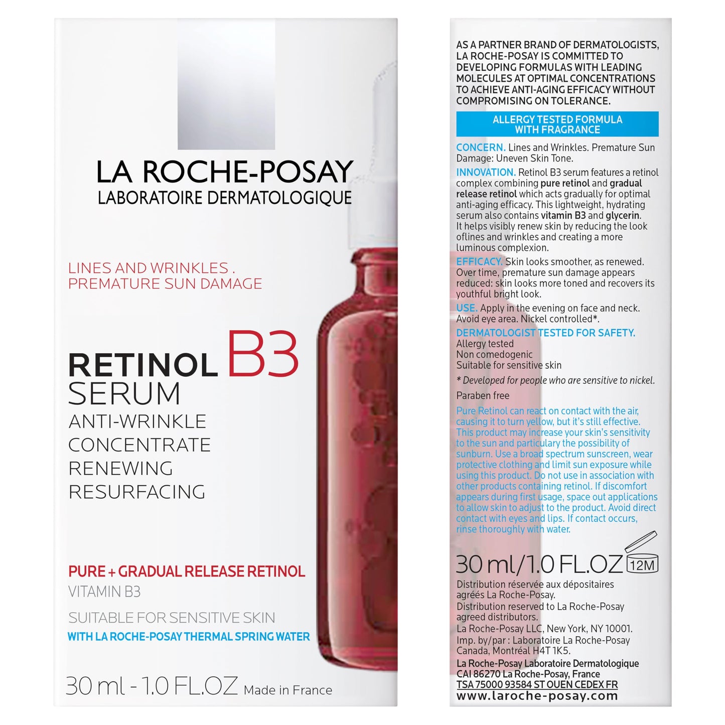 La Roche-Posay Pure Retinol Face Serum with Vitamin B3, Anti Aging Face Serum for Lines,