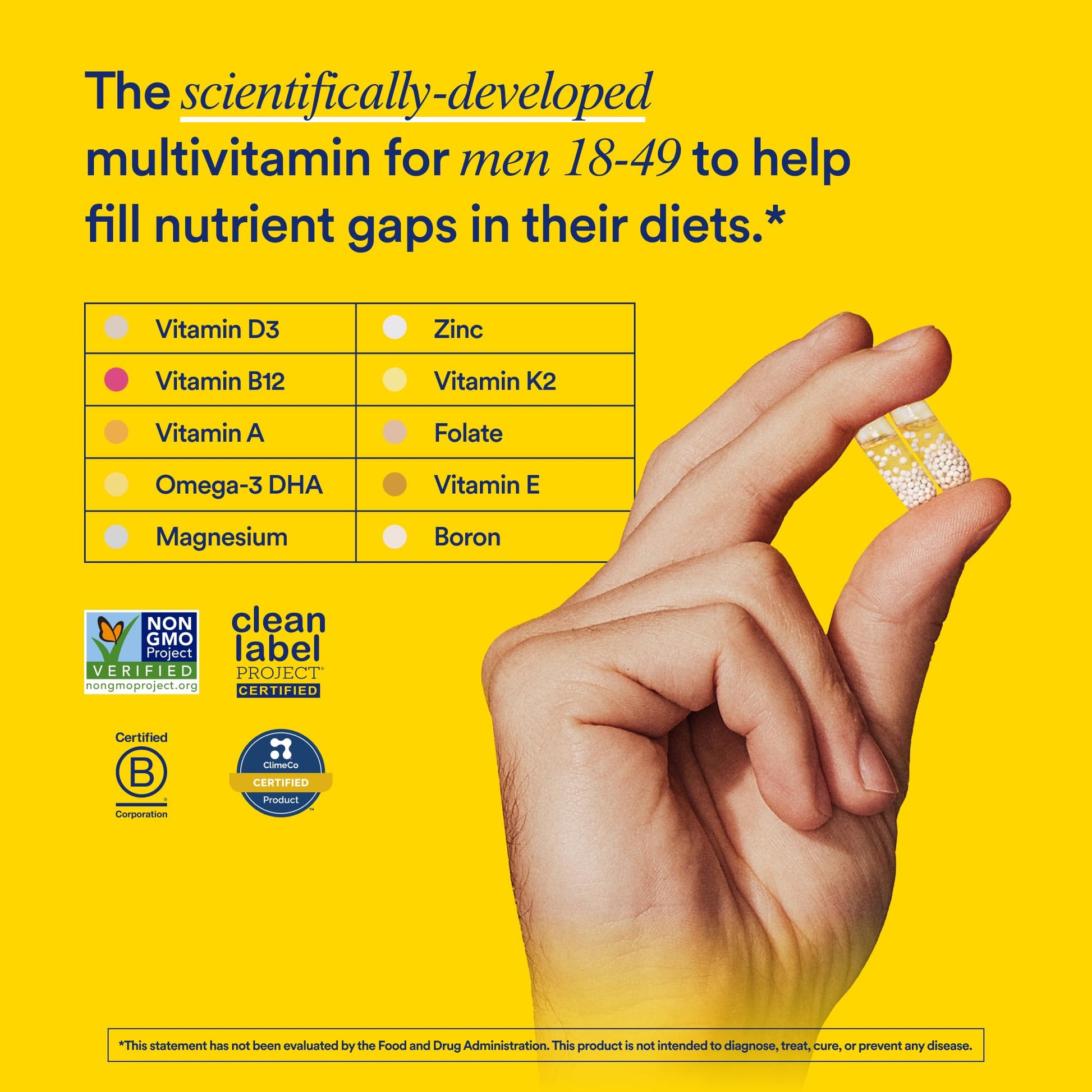Ritual Multivitamin for Men 18+ with Zinc, Vitamin A and D3 for Immune Function Support*, Omega-3 DHA, B12, K2, Gluten Free RitualBuy Supplements Australia