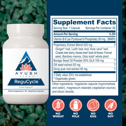Ayush Herbs Regu-Cycle - Hormone Balance for Women, Hormonal Support, Period Support & Relief, Reproductive Health, Regulate Menstrual Cycle, Ovarian Support Supplement - 60 Vegetarian Capsules Ayush HerbsBuy Supplements Australia