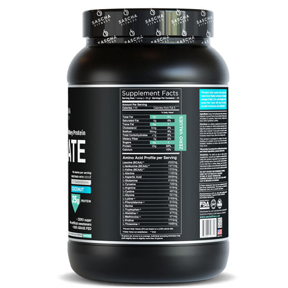 SASCHA FITNESS Hydrolyzed Whey Protein Isolate,100% Grass-Fed (2 Pounds, Coconut) SASCHA FITNESSBuy Supplements Australia