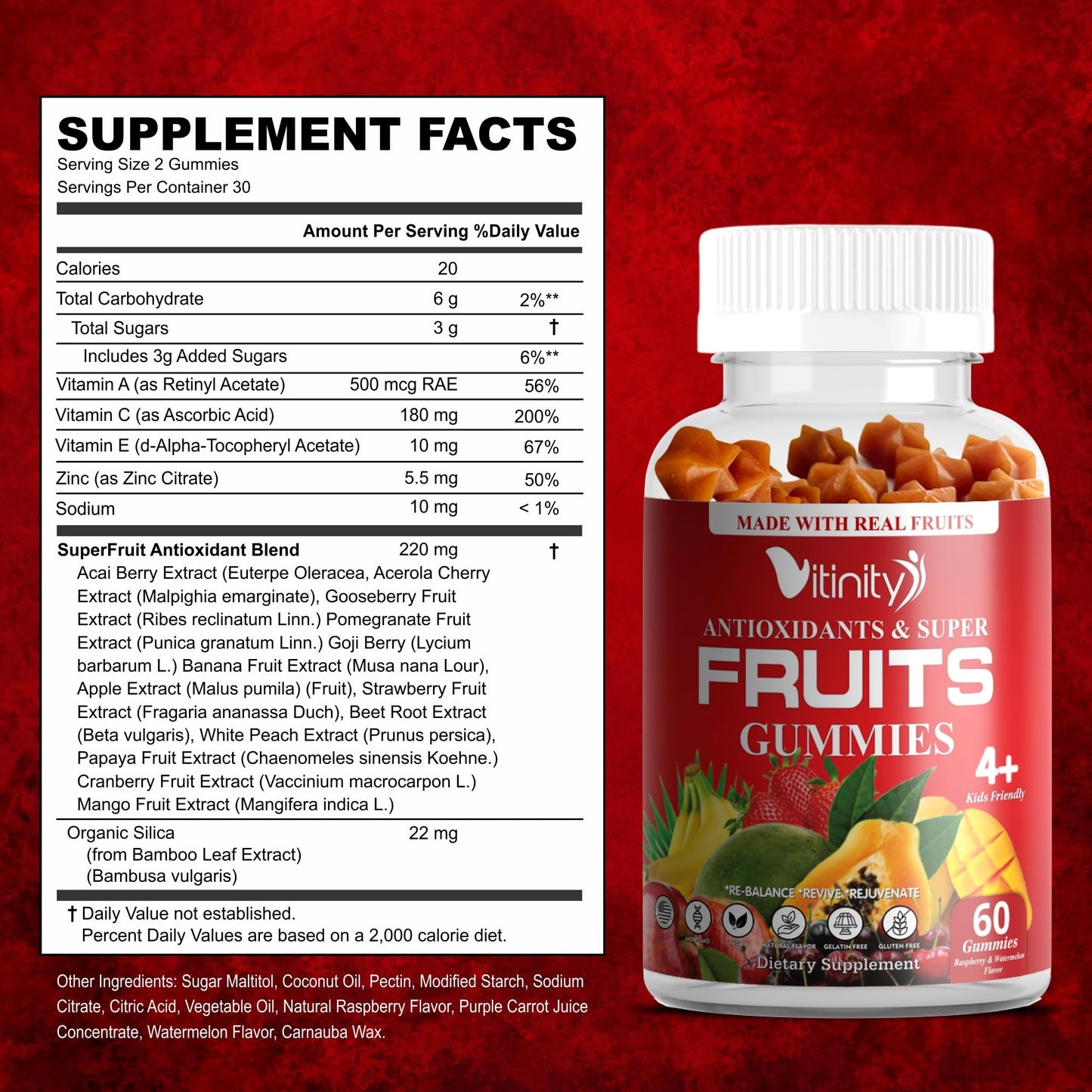 VITINITY Made with Real Super Fruits Delicious Gummy Supplement,Men,Women & Kids VITINITYBuy Supplements Australia