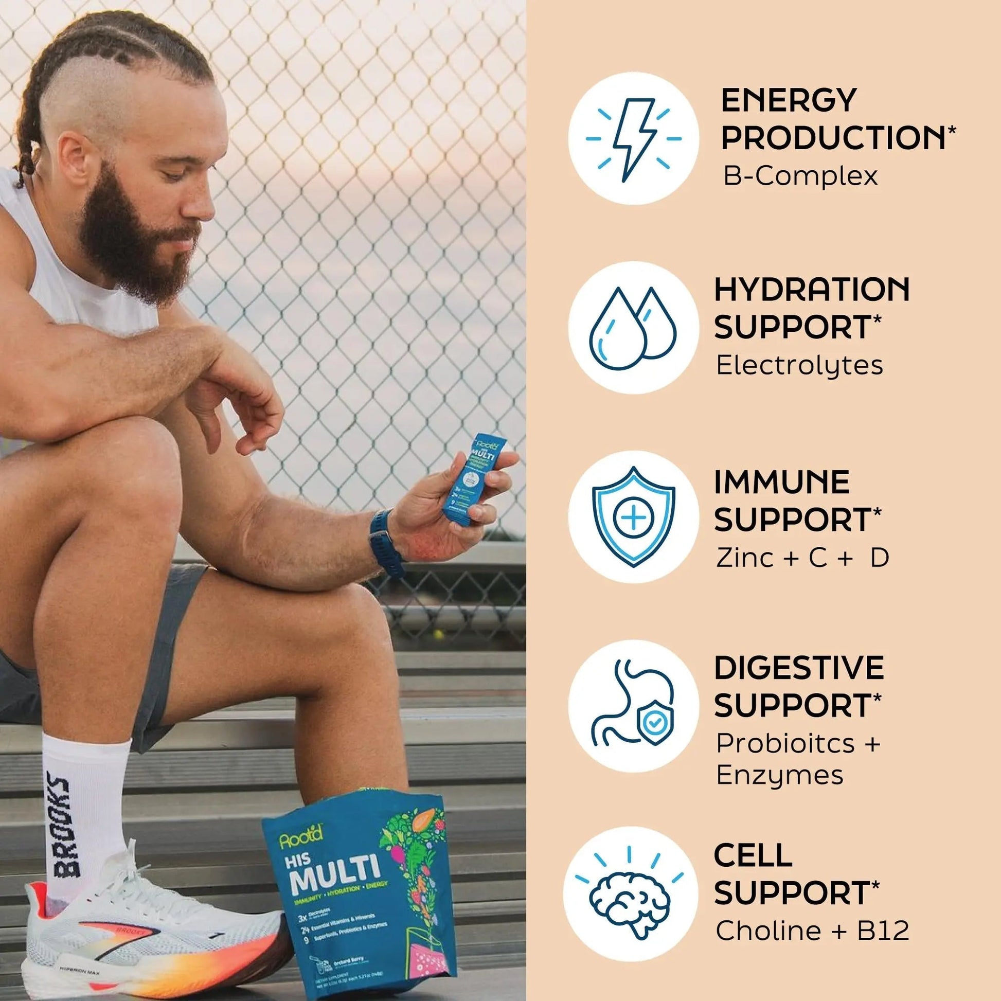 Root'd Multivitamin Powder with 3X Electrolytes for Men - 24 Vitamins & Minerals, 3X Electrolytes, 9 Organic Superfoods, Probiotics & Enzymes Root'd