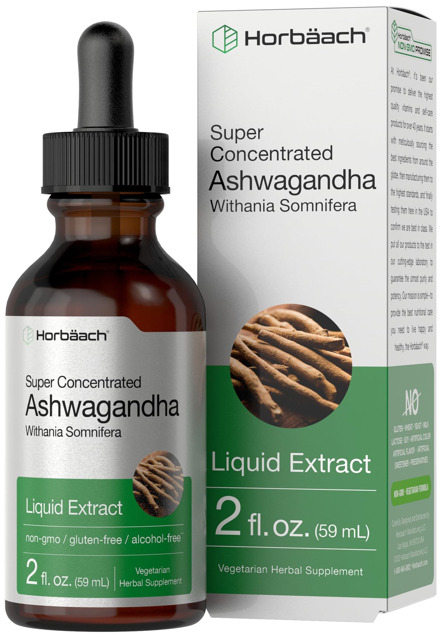 Ashwagandha Root Liquid Extract | 2 fl oz | Alcohol Free Tincture | Vegetarian, Non-GMO, Gluten Free Supplement | by Horbaach HorbäachBuy Supplements Australia