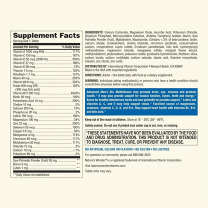 Nature's Wonder Advanced Men's 50+ Multivitamin/Multimineral Supplement with Vitamin D3 and B Vitamins 120 Tablets, 120 Day Supply Nature's WonderBuy Supplements Australia