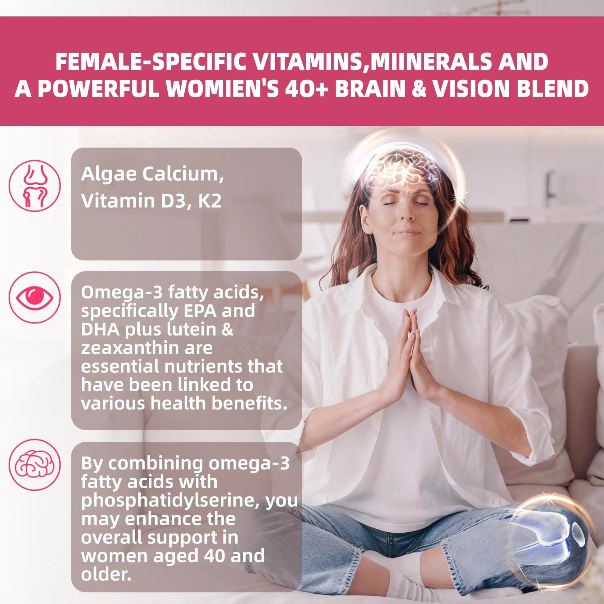 Multivitamin for Women Gummies for 40+ with Omega-3, Niacinamide, B-Complex, Lutein, Iron, Choline, Phosphatidylserine, Vitamin D3 LerinettiaBuy Supplements Australia