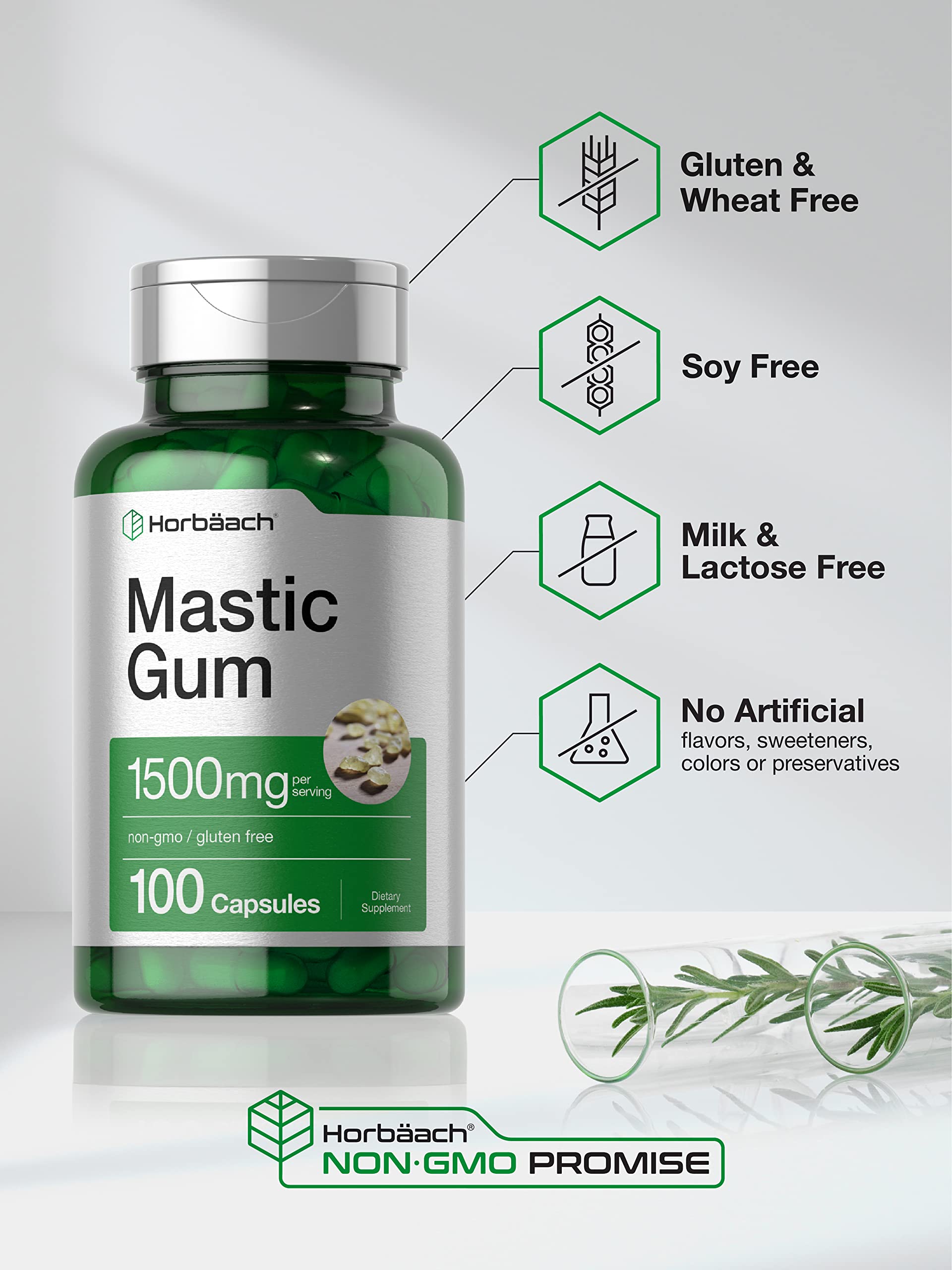 Mastic Gum Capsules 1500mg 100 Count | Non-GMO & Gluten Free | by Horbaach HorbäachBuy Supplements Australia