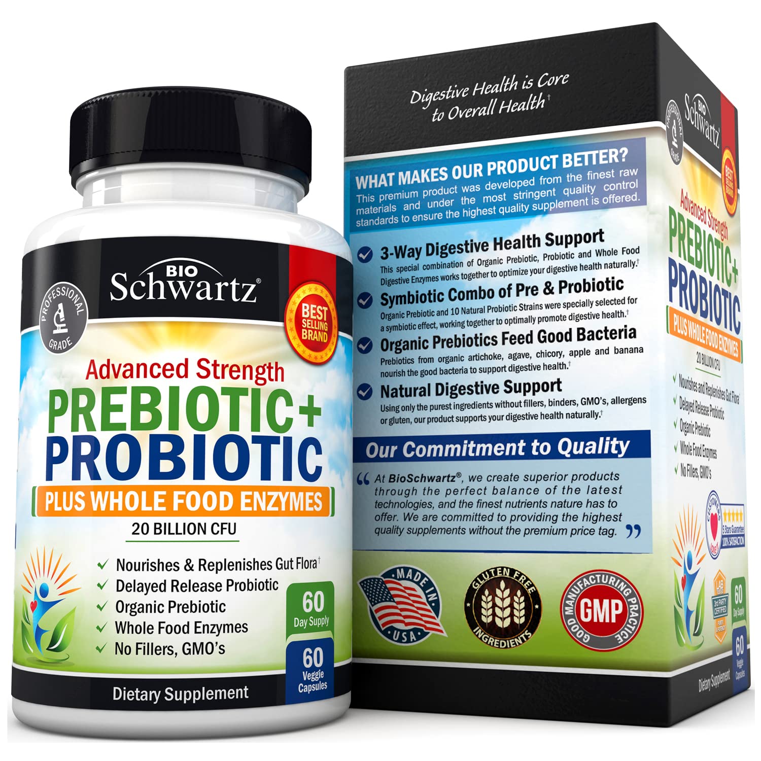 Prebiotics and Probiotic with Whole Food Enzymes for Adults Women & Men BioSchwartzBuy Supplements Australia