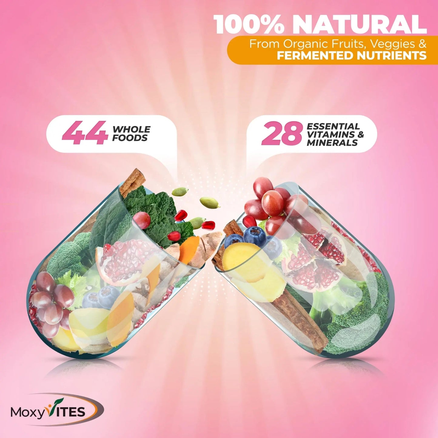 Methylated Multivitamin for Women with Iron - Womens Multivitamin with 44 Organic Whole Food & Fermented Nutrients MoxyVites