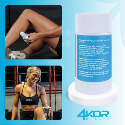 4KOR Hemp Infused Balm Stick – Topical Skin Balm with Cooling & Warming Sensation | Portable, Non-Greasy Twist-Up | 1 oz 4KOR FitnessBuy Supplements Australia