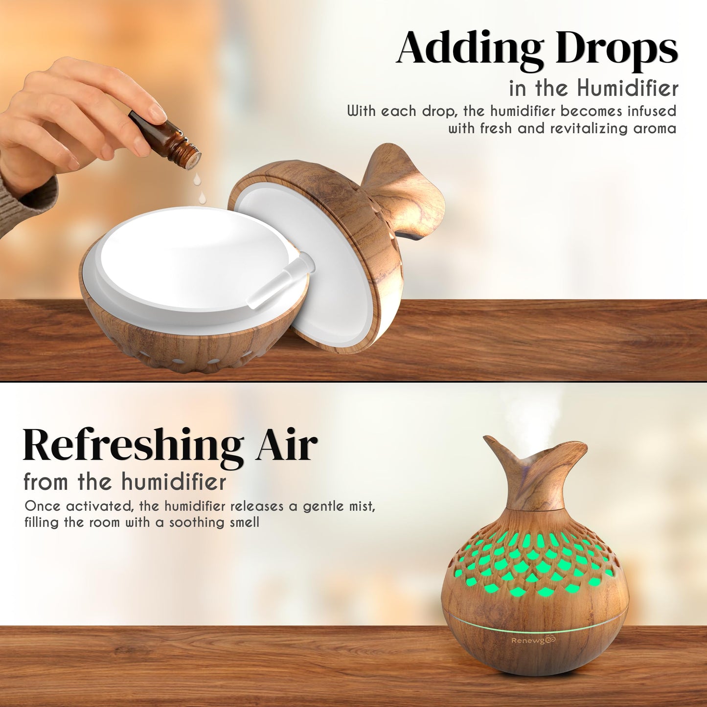 Aroma Diffuser for Essential Oils, Ultrasonic Aromatherapy Flower Oil Diffuser, Modern Cool Mist RenewgooBuy Supplements Australia