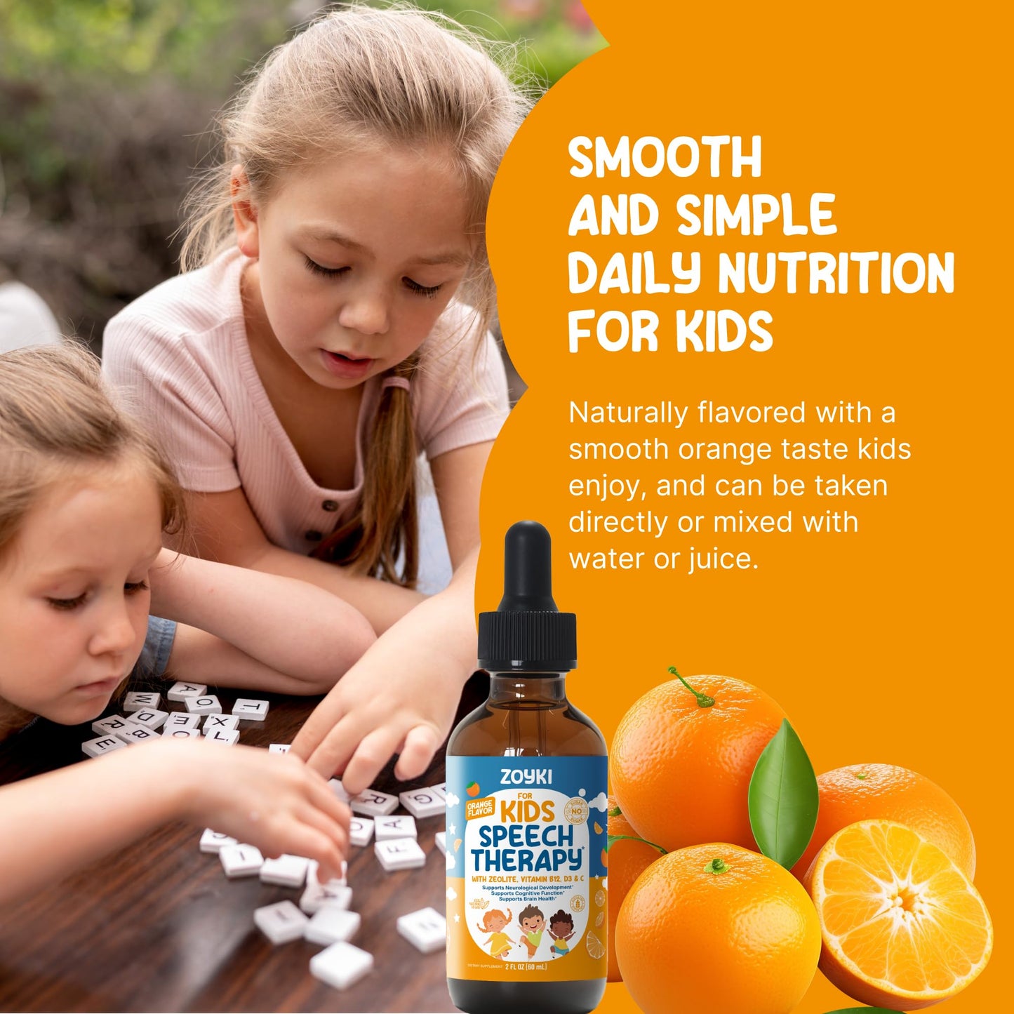 Zoyki Speech Therapy Drops for Kids - Speech Support Supplement for Communication Delay Cognitive Function Language & Brain Development with Zeolite Vitamins B12 D3 C - Sugar Free Gluten-Free Vegan ZoykiBuy Supplements Australia