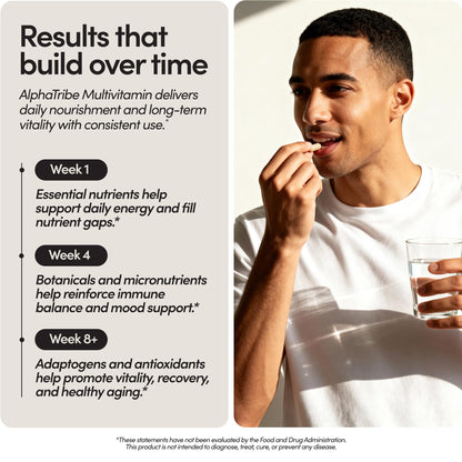 Alpha Tribe Multivitamin for Men & Organizer w/Seamoss Black Seed Oil Ashwagandha Burdock Root Turmeric Bladderwrack Vitamin C | Daily Men's Vitamins & Minerals Supplement | 60 Count Alpha TribeBuy Supplements Australia