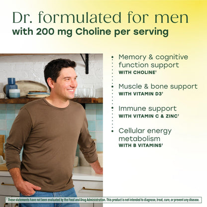 MegaFood Men's Advanced Multivitamin for Men - Doctor -Formulated - Choline, Vitamin B12, Vitamin D, Vitamin C & Zinc - Brain Health & Immune Support