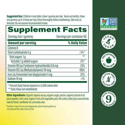 Megafood Iron Energy Gummies, Iron Supplement for Women, Men, Teens & Kids with Vitamin B12 & B6, Vitamins MegaFoodBuy Supplements Australia