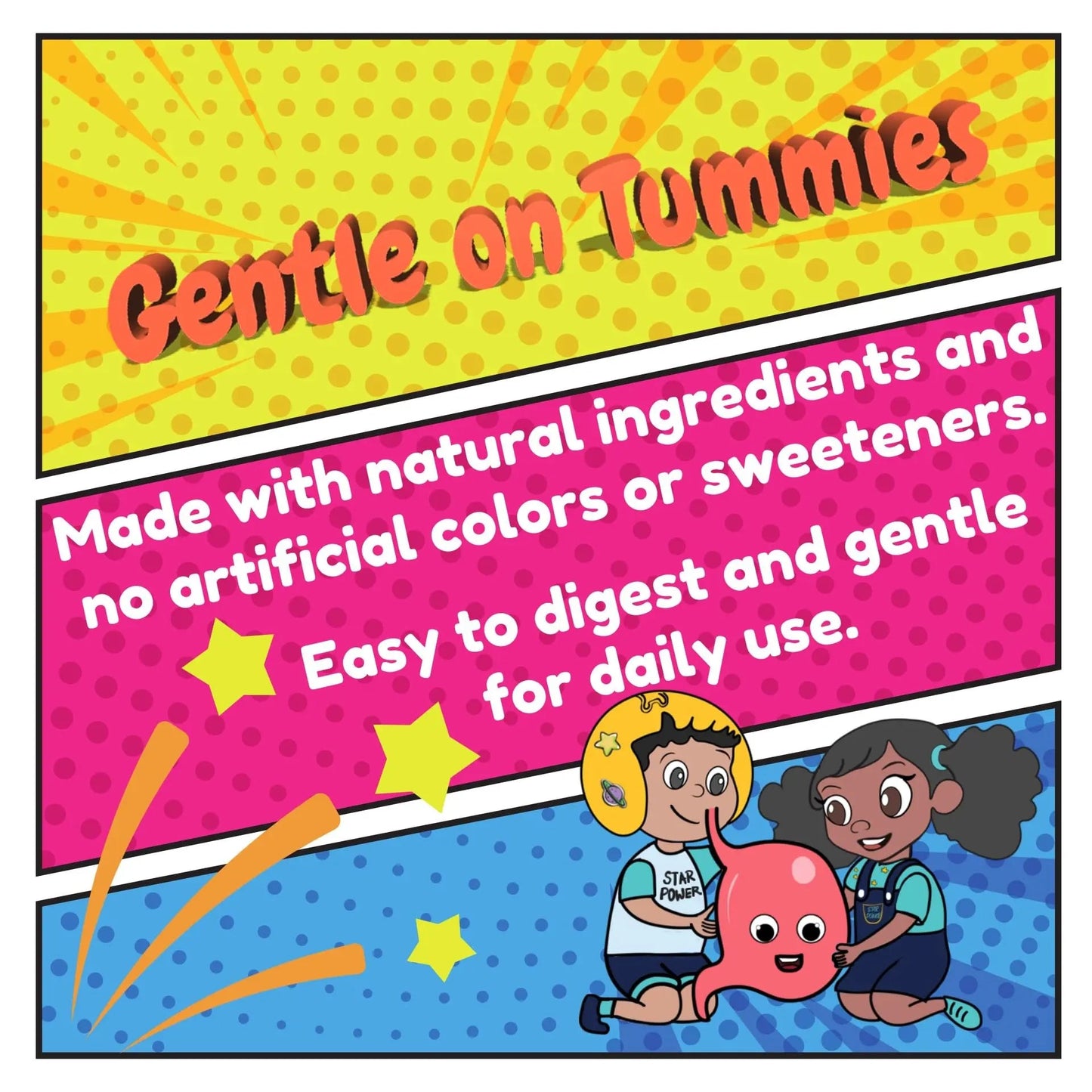 Stars Kids Multivitamin Gummies with Omega 3, Vitamins for Kids with A, B, C, D, Plant Based Multi Vitamins for Children, Manganese Vitastars