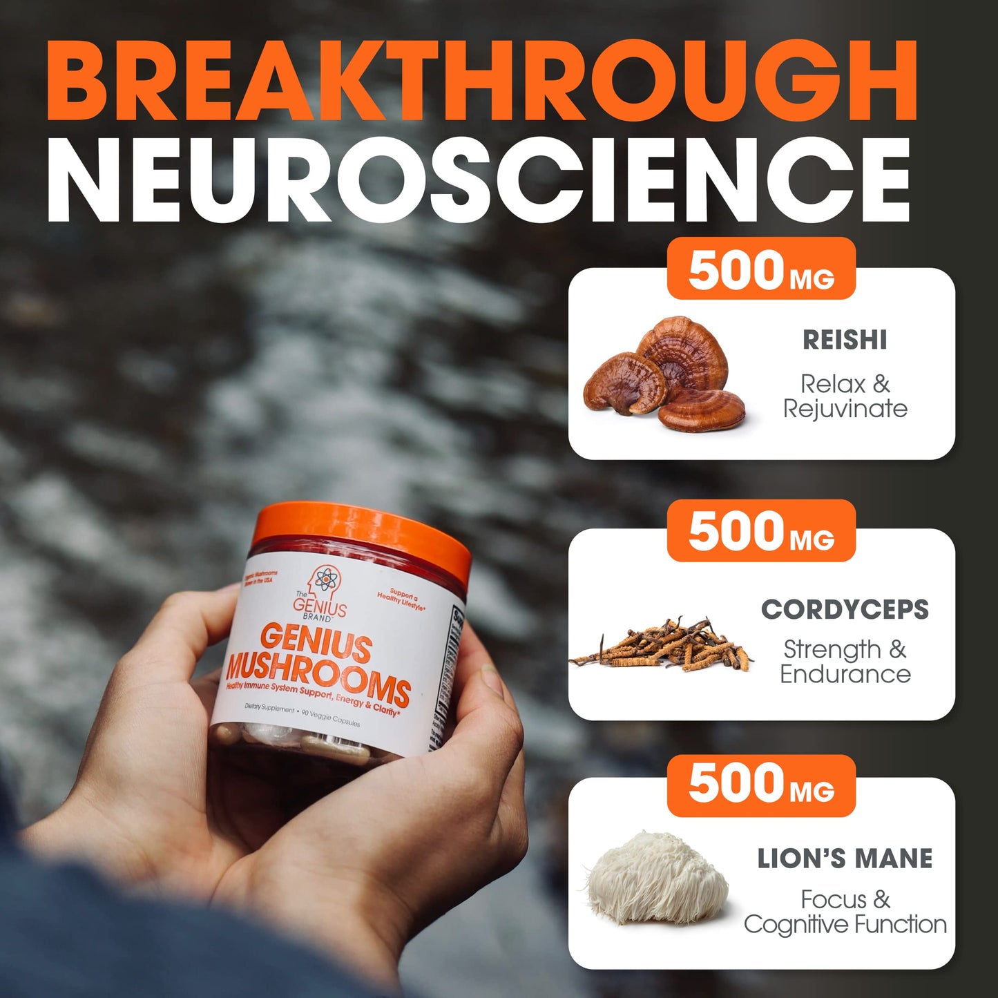 The Genius Brand - Lions Mane, Cordyceps and Reishi- Genius Mushroom The Genius BrandBuy Supplements Australia