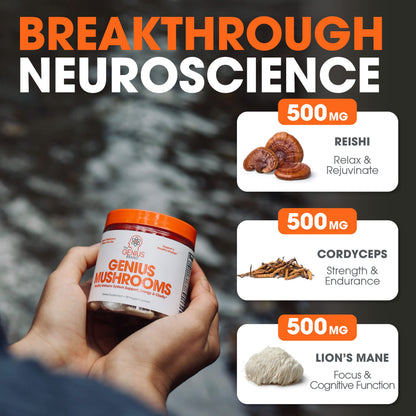 The Genius Brand - Lions Mane, Cordyceps and Reishi- Genius Mushroom The Genius BrandBuy Supplements Australia