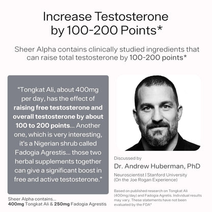 Testosterone Booster for Men - Sheer Alpha T-Booster - Clinically Backed Dose, Strongest Formula - Made in USA - Premium Blend of Fadogia Agrestis Tongkat Ali and Shilajit. 30 Servings Sheer Strength LabsBuy Supplements Australia