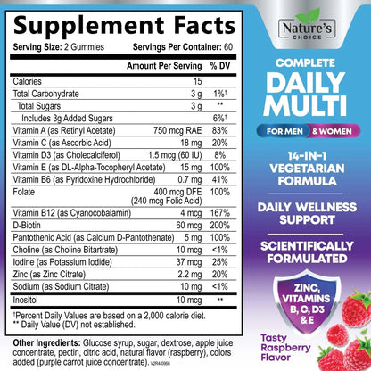 Multivitamin Gummies for Adults - Complete Adult Multivitamins Gummy with Essential Vitamins A, C, D, E, & High Potency B12 for Women & Men Nature's ChoiceBuy Supplements Australia