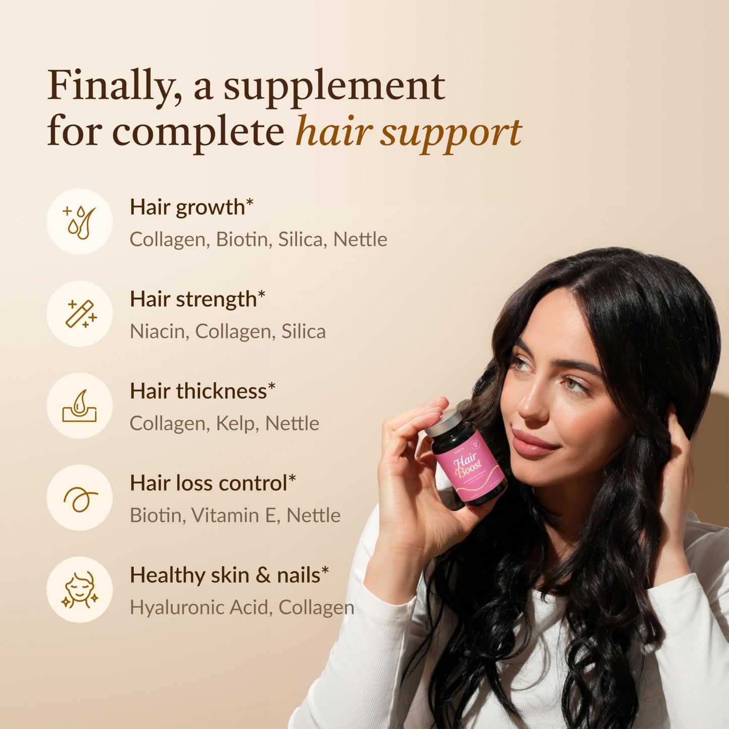 18-in-1 Hair Growth Supplement | Collagen, Hyaluronic Acid, Nettle, Silica, Biotin, Grape Seed Extract, Bamboo | Stronger, Thicker, Longer Hair – Supports Hair Volume, Shine, Scalp & Nail Health kaileaBuy Supplements Australia