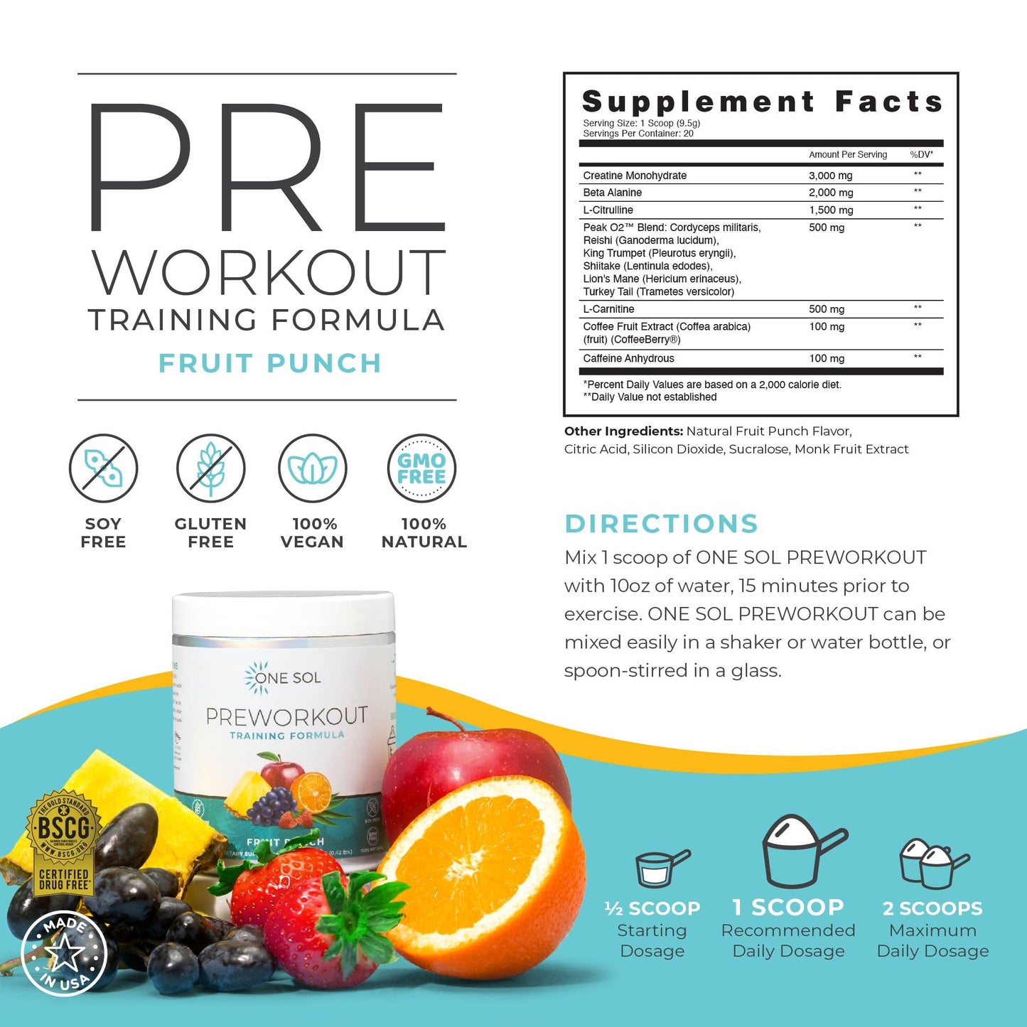 One Sol Pre-Workout for Women, Enhanced Pump & Focus, No Jitters Or Crash, Natural One SolBuy Supplements Australia