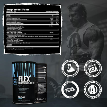 Animal Flex - Glucosamine Chondroitin Joint Supplement for Women and Men Discomfort with Turmeric, MSM, Boswellia for Cartilage, Joint Health, Muscles, Back, Knees, Shoulder, and Hip, 44 Packs AnimalBuy Supplements Australia