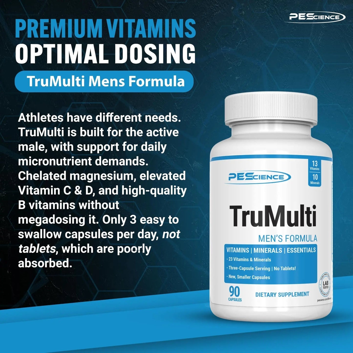 PEScience TruMulti Multivitamin for Men, Daily Formula with Premium Vitamin C, D, Zinc, Chromium Picolinate Supplement for Immune Support PEScienceBuy Supplements Australia