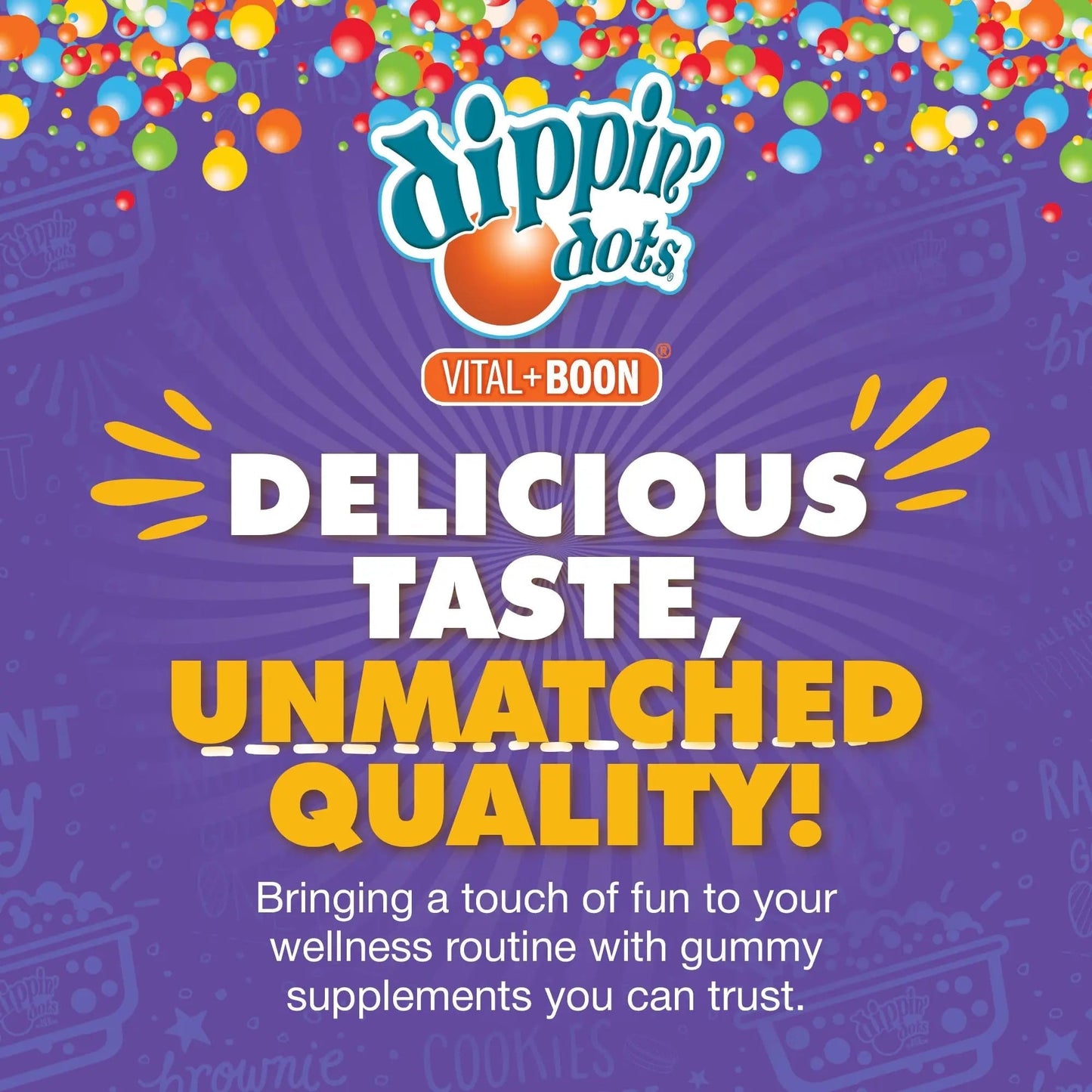 Vital+Boon Dippin' Dots - Multivitamin Gummies for Adults - Gummy Vitamins with Vitamin A, B6, C, D3, E & Folic Acid - Vegetarian Vital+Boon