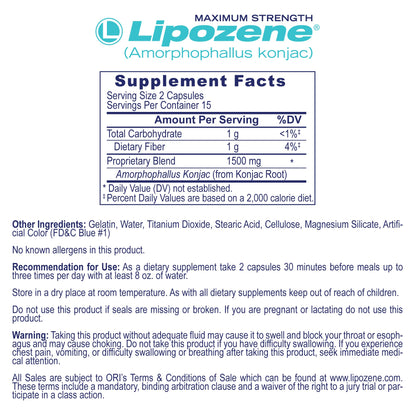 Lipozene Diet Pills - Weight Loss Supplement - Appetite Control - Two Bottles of 30 Capsules LipozeneBuy Supplements Australia