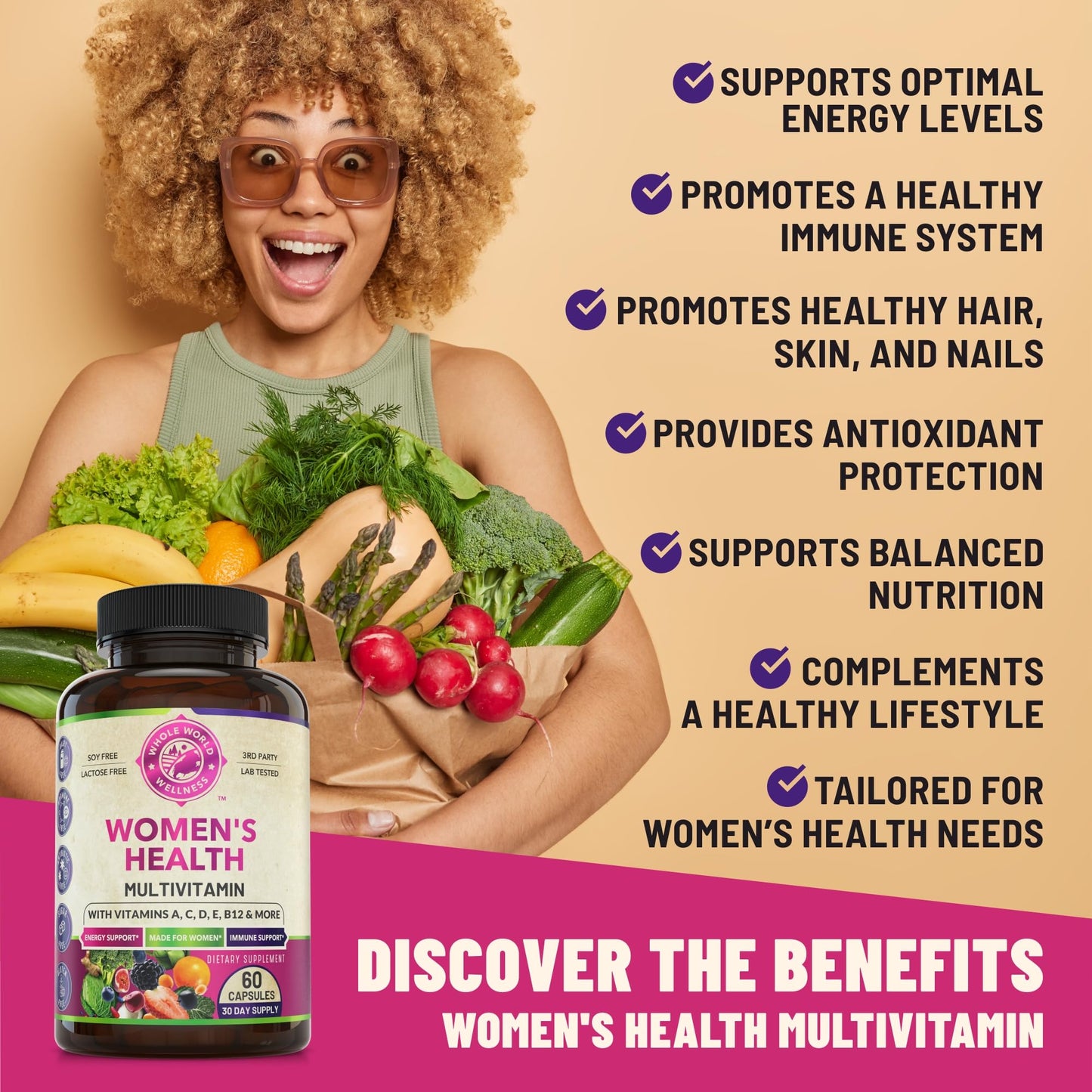 Womens Daily Multivitamins & Multimineral Supplement for Energy, Mood, Focus, Hair WHOLE WORLD WELLNESSBuy Supplements Australia