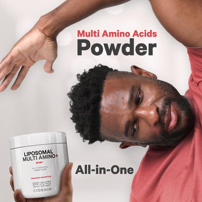 Codeage Liposomal Multi Amino Powder Supplement - BCAA & EAA Supplement All 9 Essential Amino Acids, Branched-Chain Amino Acid, Pre & Post Workout, Unflavored, Liposomal Delivery, Non-GMO, 6.15 oz CodeageBuy Supplements Australia