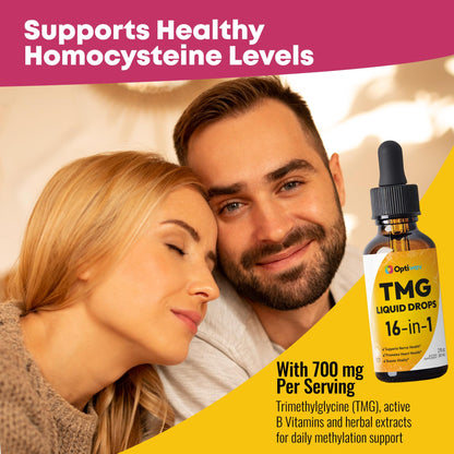 Optiwav TMG Trimethylglycine Liquid Drops - Betaine High Absorption Methylated Vitamins Supplement for Homocysteine Methylation & Heart Health Support - Orange Flavor Gluten Free Vegan - 2 fl oz OptiwavBuy Supplements Australia