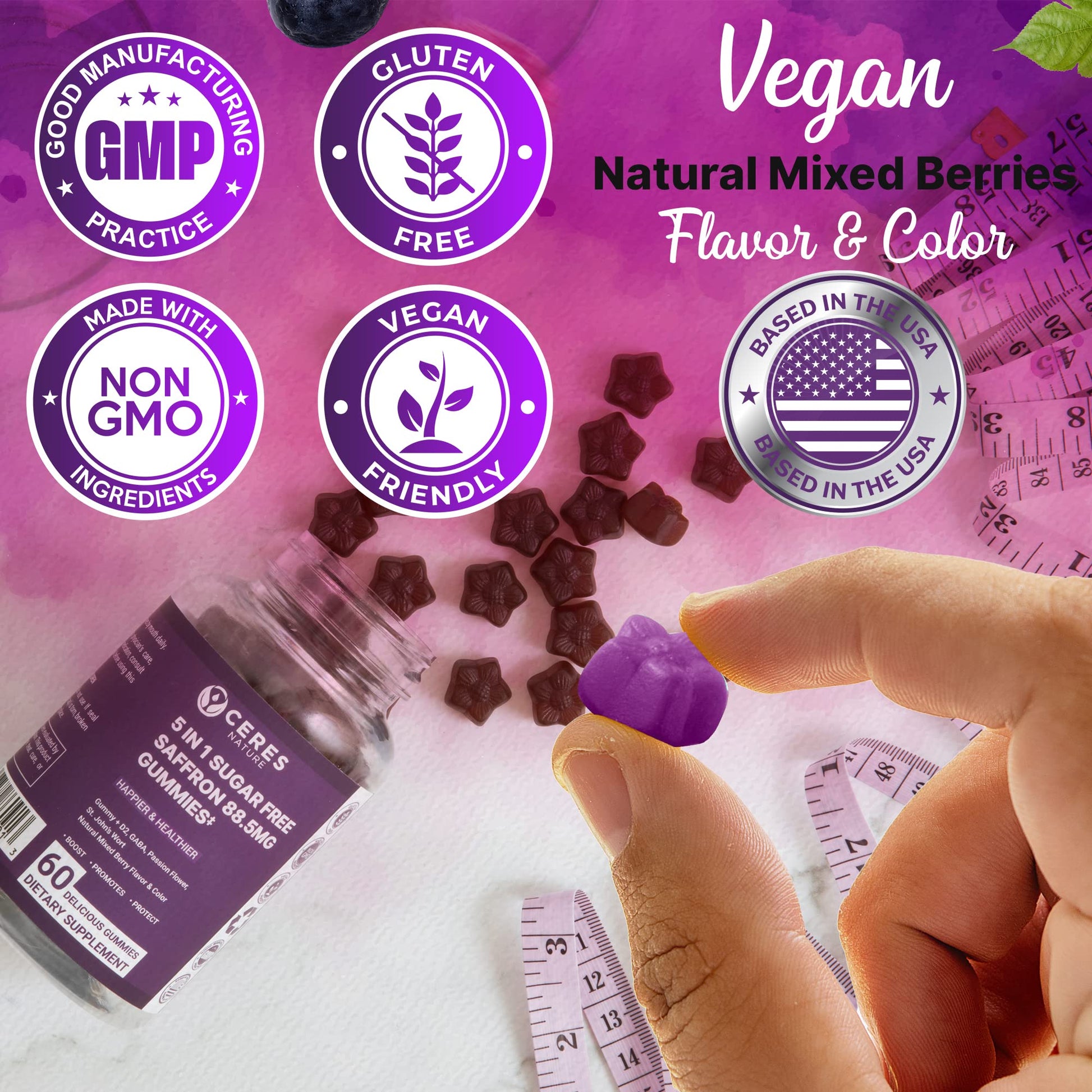 Premium Saffron Extract 88.5mg** Gummy - Appetite Control, Eye Support, Boost Energy Ceres NatureBuy Supplements Australia