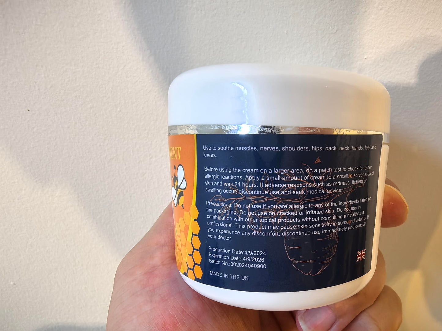 Beeswax and Honey Fast Acting Joint Muscle Bone Cream, Immediate Help for Back, Neck, Hand, Feet, Knee, Shoulder, Topical, Nerve, Plantar, Ankle, Foot Discomfort, Natural Added YOKOBBYESBuy Supplements Australia