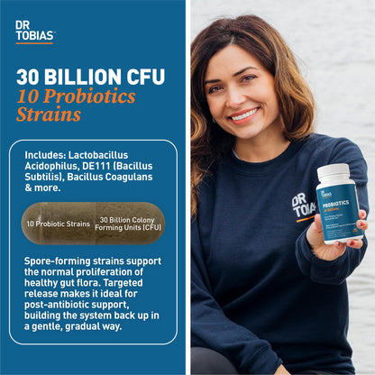 Dr. Tobias Probiotics 30 Billion, 10 Strains, 30 Billion CFU's, Targeted Release Probiotics Dr. TobiasBuy Supplements Australia