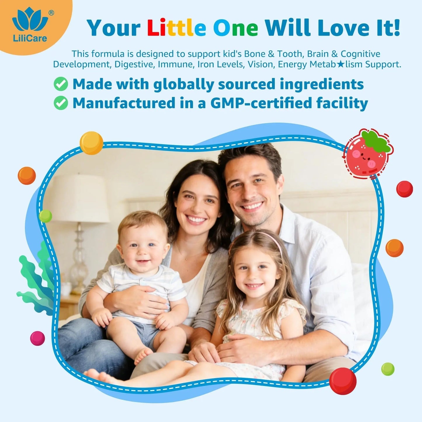 Toddler Multivitamin Gummies with Iron, Omega-3, ARA, Calcium, Prebiotic | Methylated Vitamins for Kids Ages 2+ | Overall Support | LILICAREBuy Supplements Australia