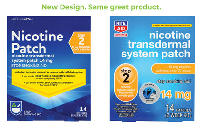 Rite Aid Nicotine Transdermal System Patch, Step 2, 14mg - 14 ct, Nicotine Rite AidBuy Supplements Australia