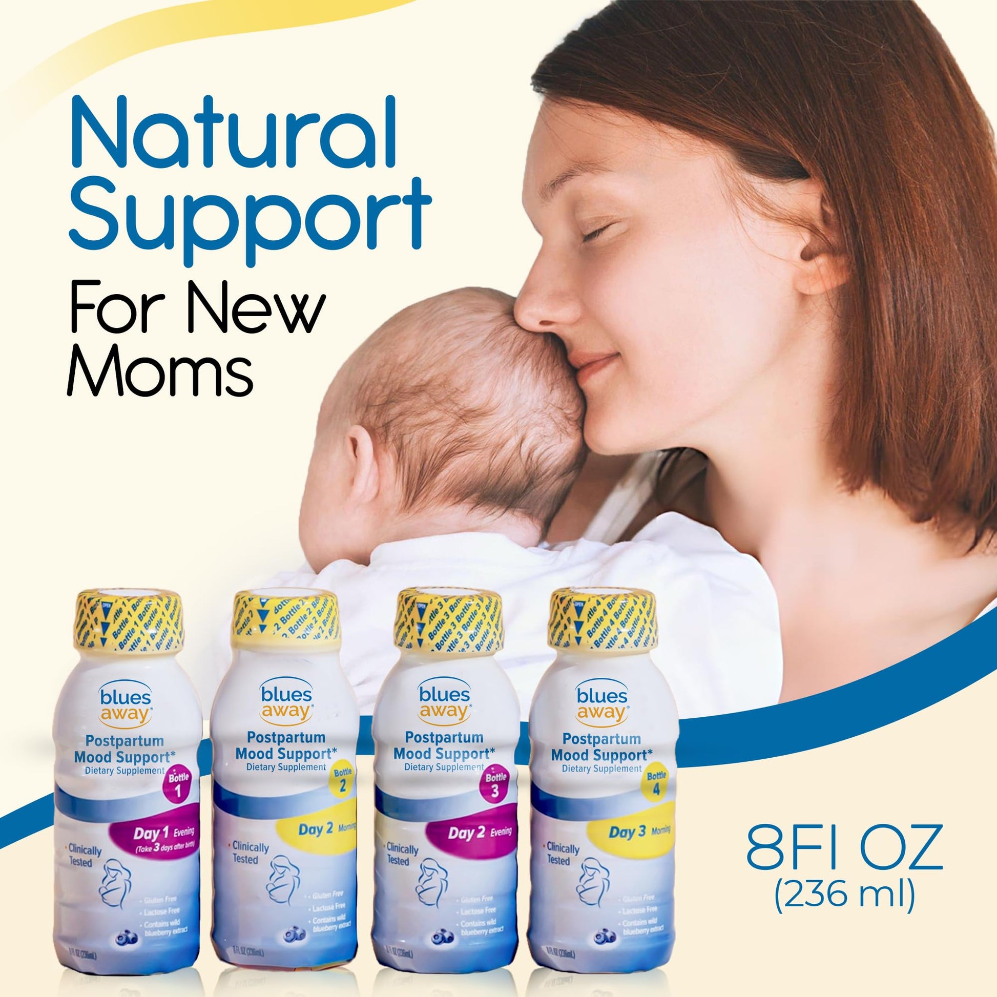 Blues Away Postpartum Mood Support Drink - Breastfeeding Friendly Postnatal Hormone Balance for Women - 3-Day Liquid Dietary Stress Support Shake [4 Bottles] Blues AwayBuy Supplements Australia